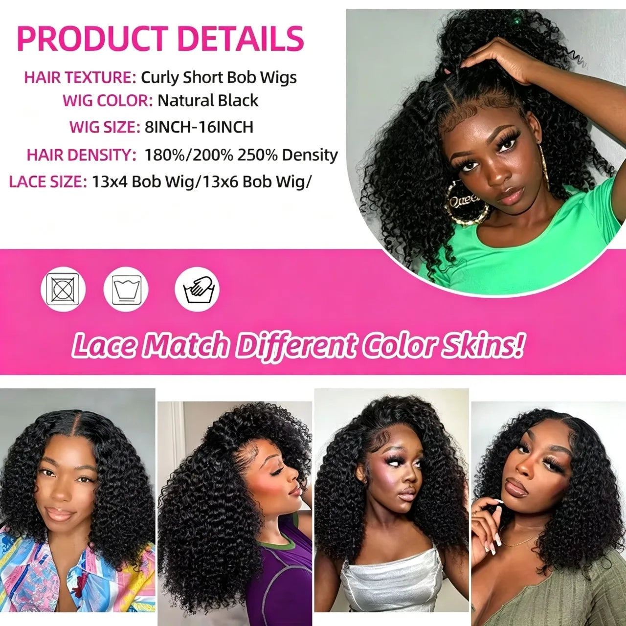 Burmese Curly Short Bob Wigs