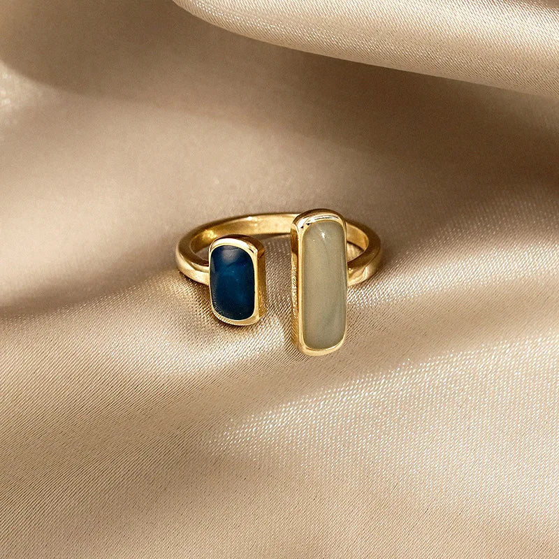 Retro Geometric Gold Colour Metal Rings