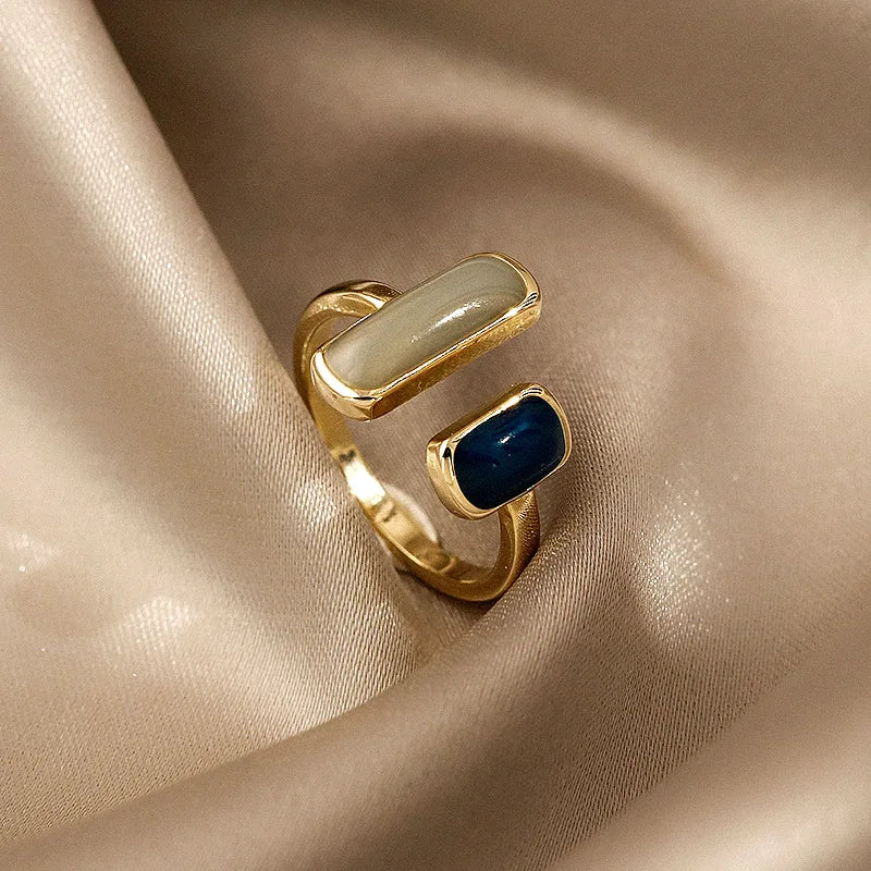 Retro Geometric Gold Colour Metal Rings