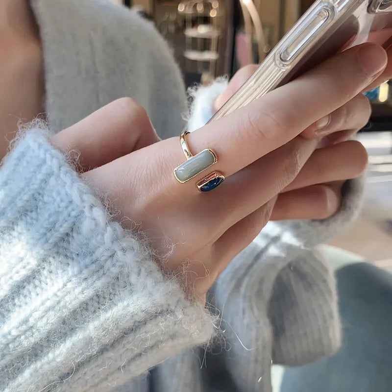 Retro Geometric Gold Colour Metal Rings