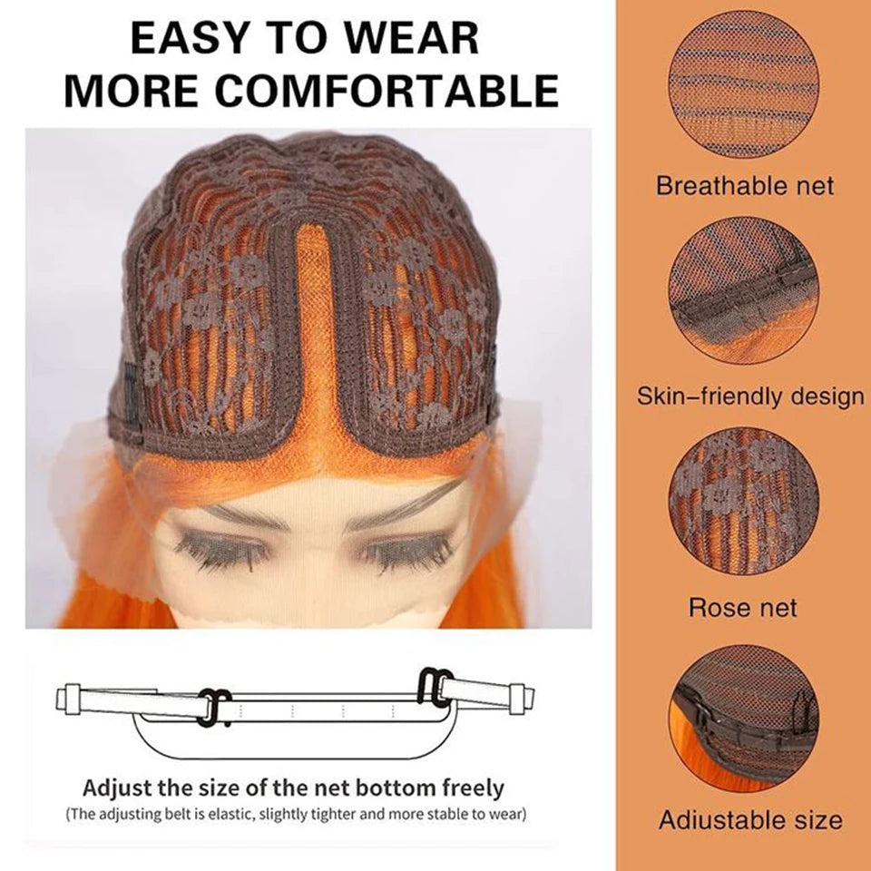 Ginger Orange HD Transparent Short Bob