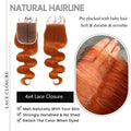 350# Ginger Orange Body Wave Lace Frontal Closure 4x4 5x5 13x4 Lace Front Closure Human Hair PrePlucked Brazilian Virgin Hair