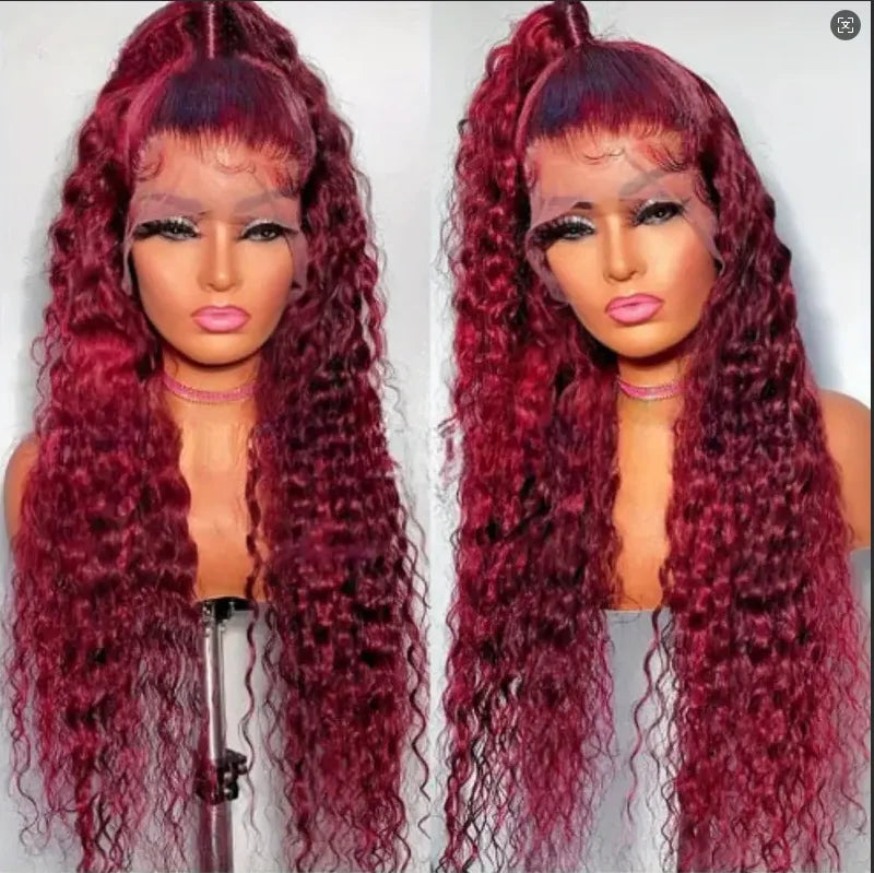 Human Hair Burgundy Wigs
