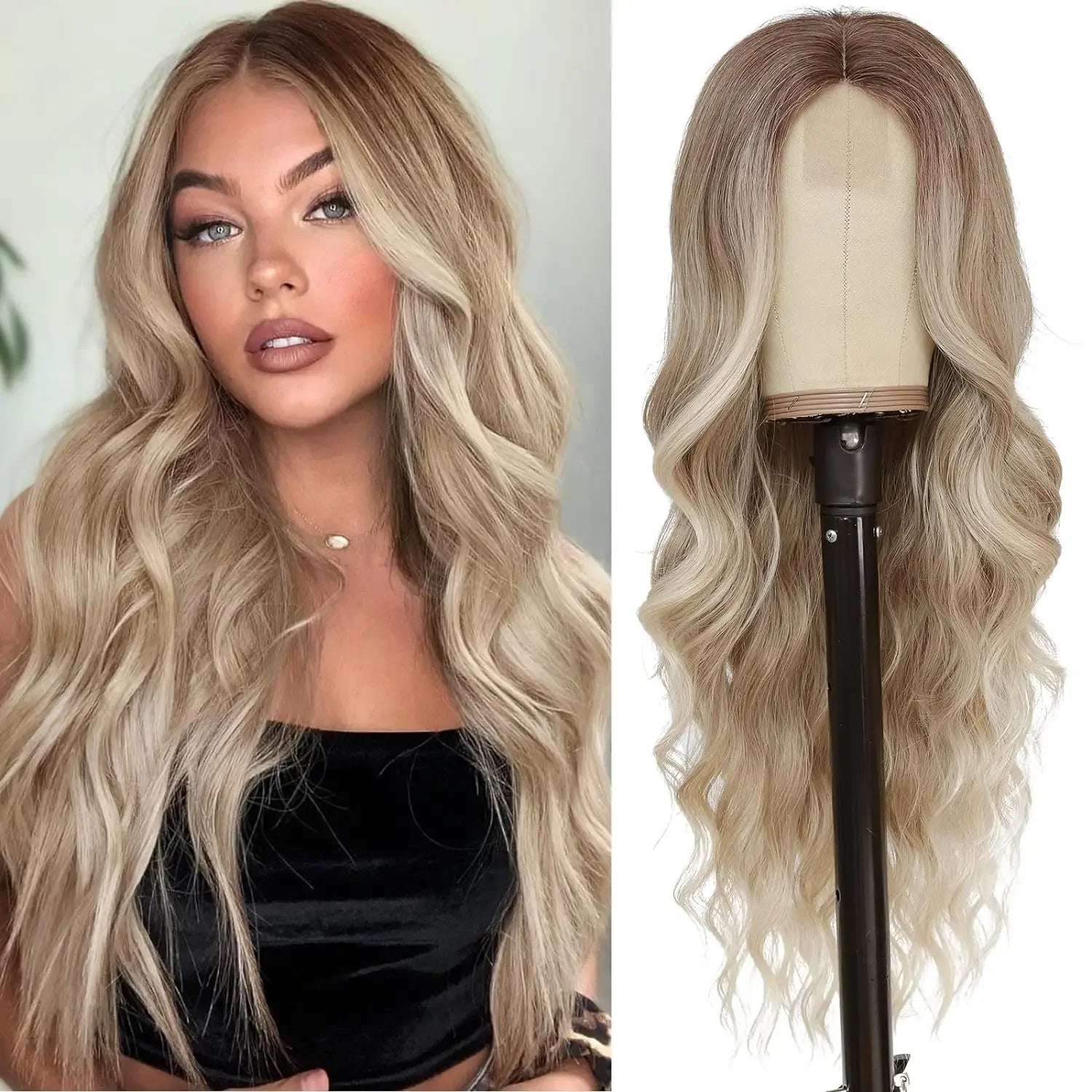 Ombre Blonde Curly Wig