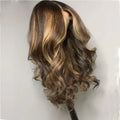 Glueless  26“Long Highlight Blonde Soft Body Wave 180Density Lace Front Wig For Women Heat Resistant Synthetic Preplucked Daily