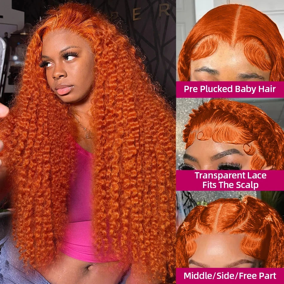 13x6 Ginger Orange Deep Wave Lace Front Wig