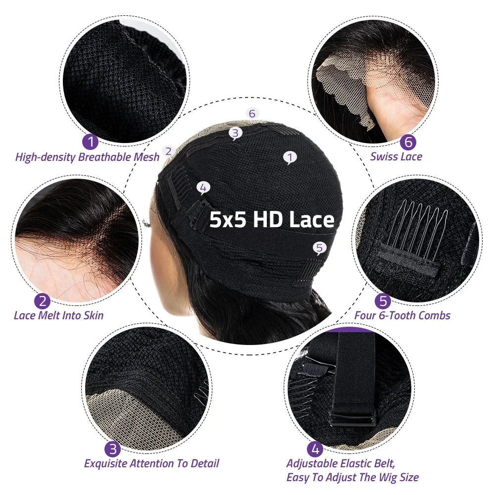 Transparent Lace Frontal gluless Wig
