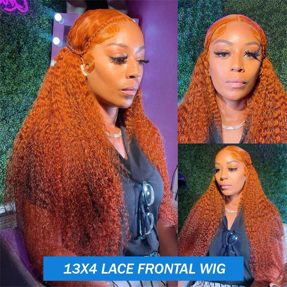 Curly Wigs 13X4 Oranger Ginger