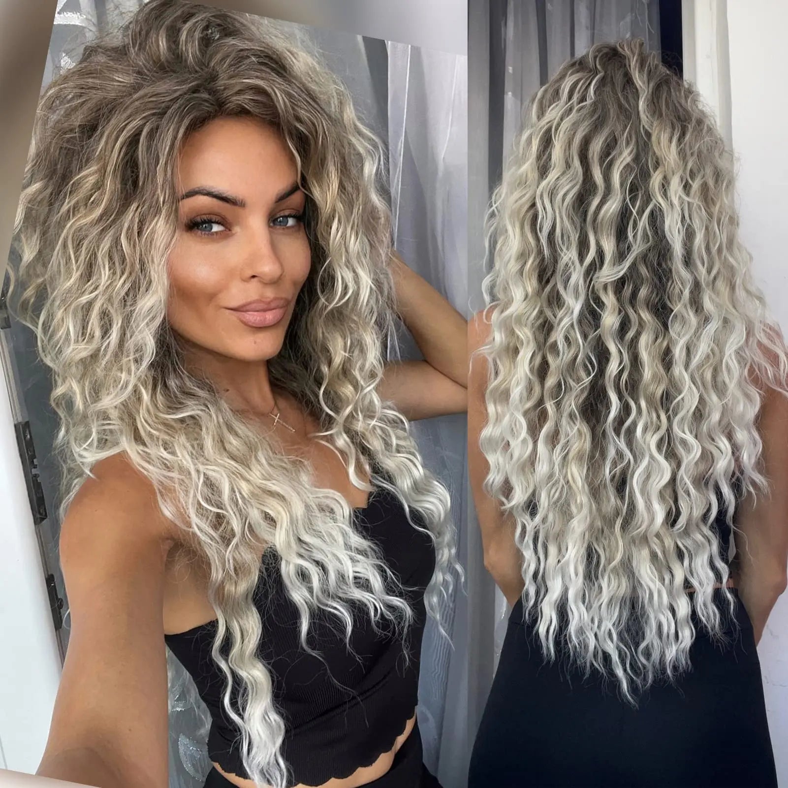 Ombre Ash Blonde Long Water Wave
