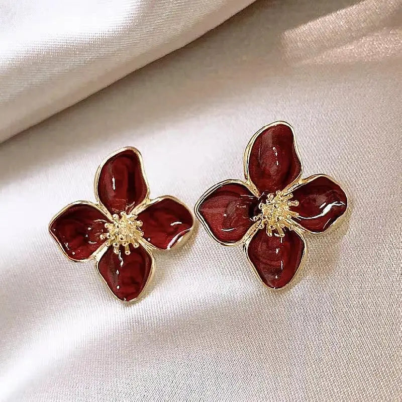 Red Flower Earrings