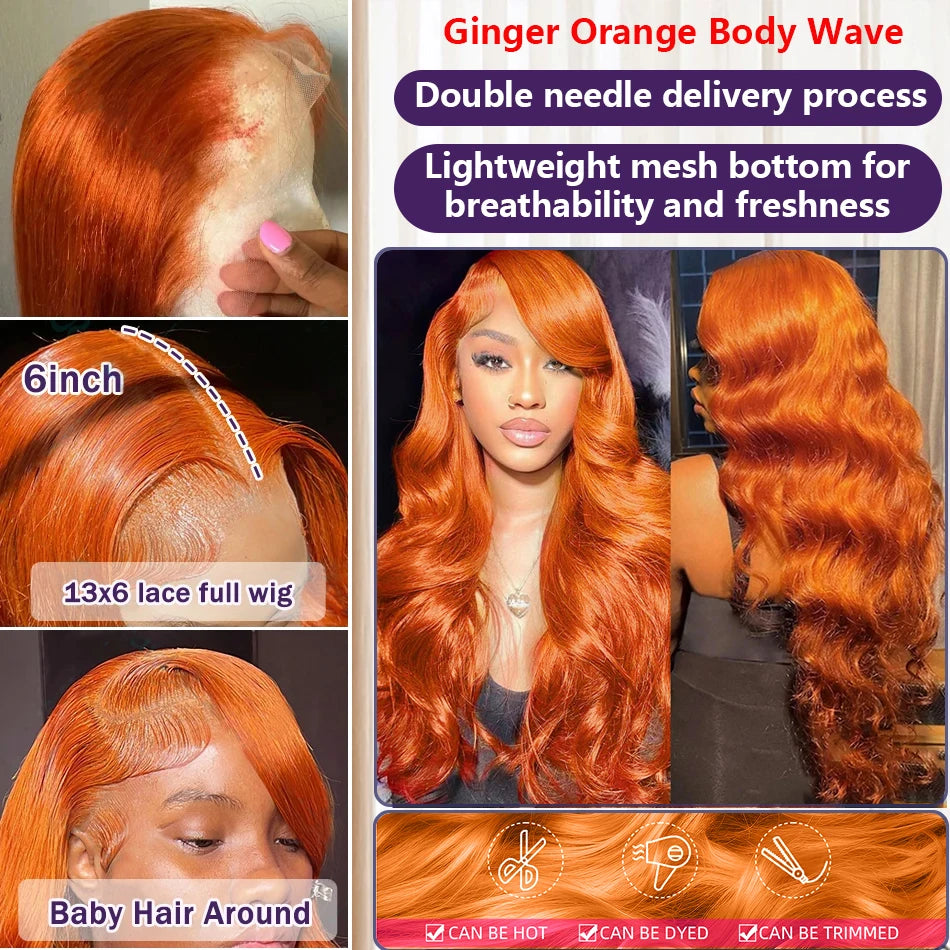 Ginger Orange 13x6 HD Lace Front Wigs