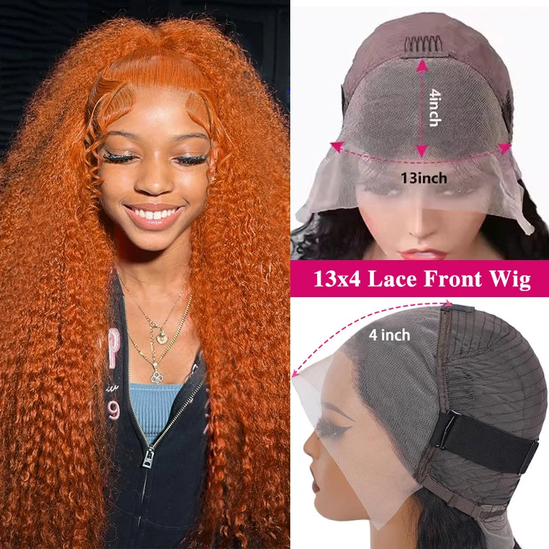 13x6 Water Wave Orange Ginger Lace Front Wig
