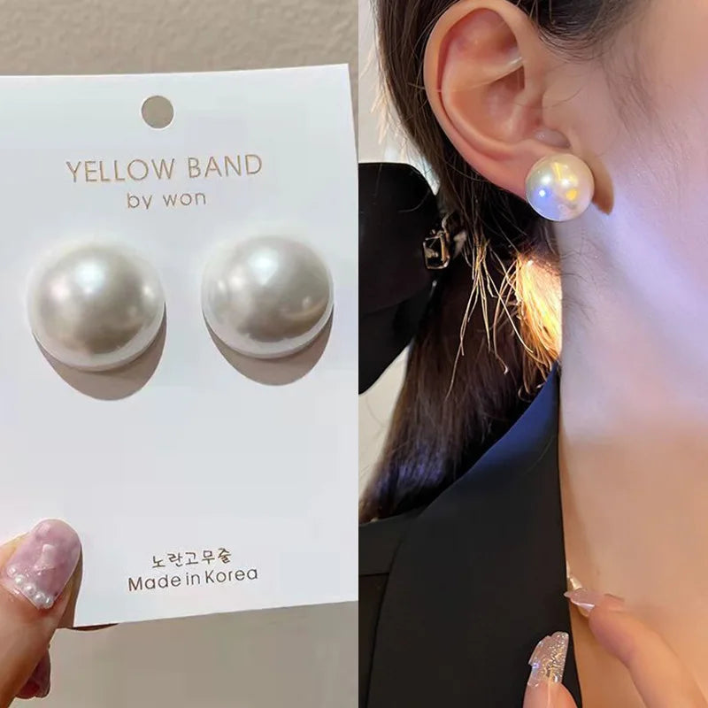 Pearl Round Stud Earrings
