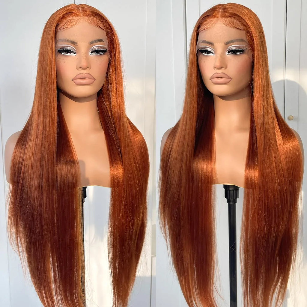 Ginger Orange Color Long Straight Hair