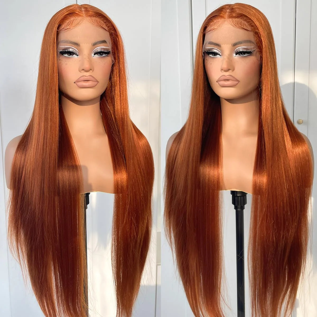 Ginger Orange Color Long Straight Hair