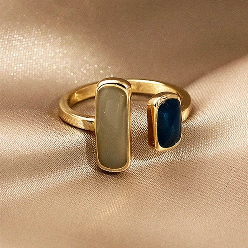 Retro Geometric Gold Colour Metal Rings
