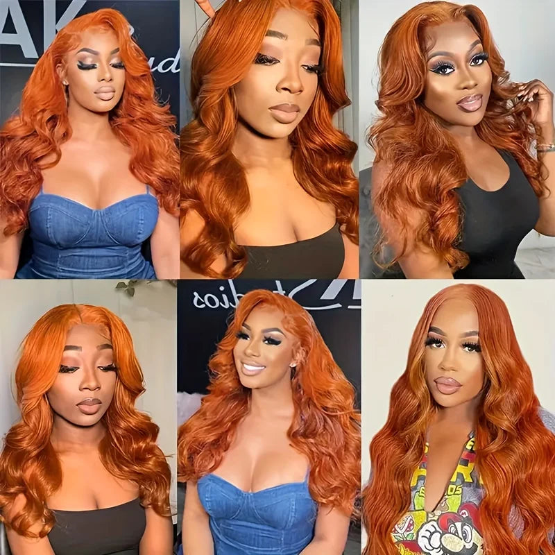 350# Ginger Orange Body Wave Lace Frontal Closure 4x4 5x5 13x4 Lace Front Closure Human Hair PrePlucked Brazilian Virgin Hair