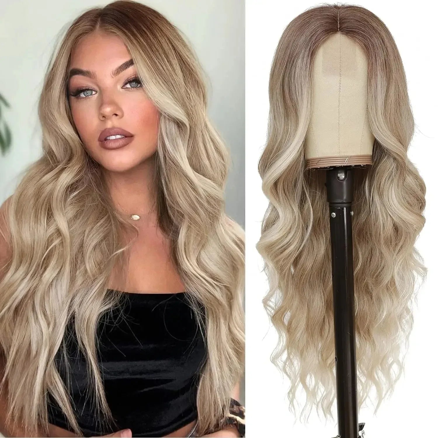 Ombre Blonde Curly Wig