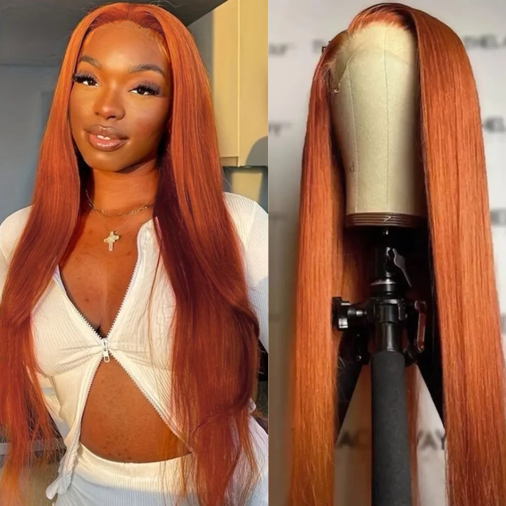 Ginger Orange Color Long Straight Hair