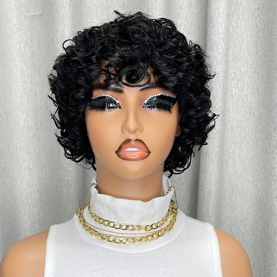 Kinky Curly Human Hair Wig Short Bob