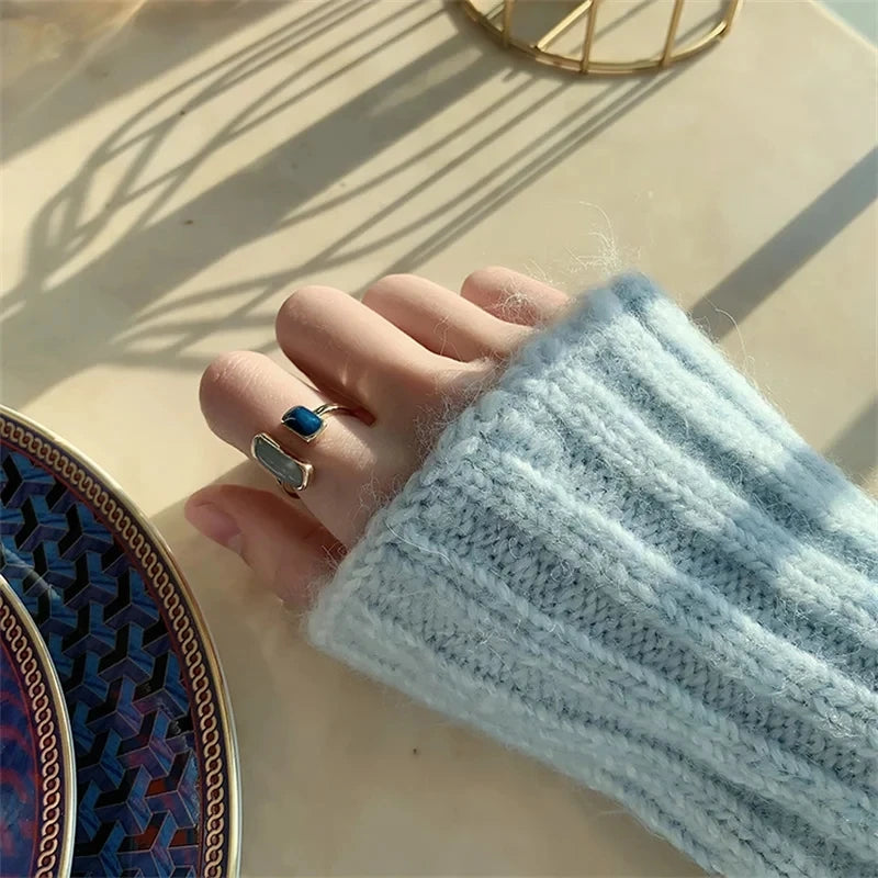 Retro Geometric Gold Colour Metal Rings