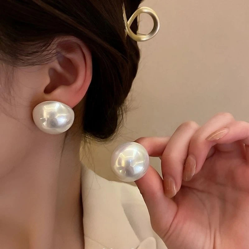 Pearl Round Stud Earrings
