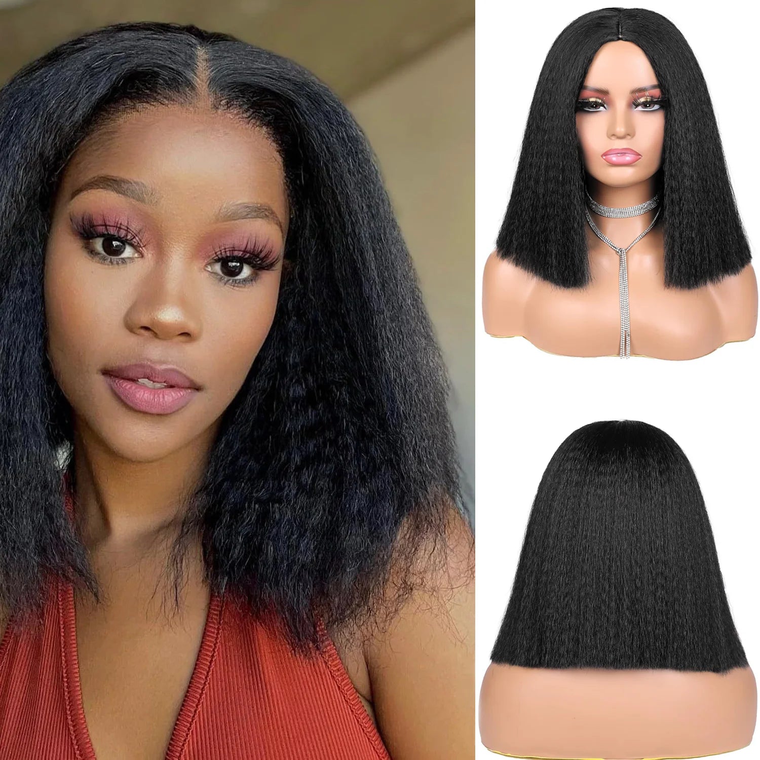 Synthetic Straight U Part Wig Kinky