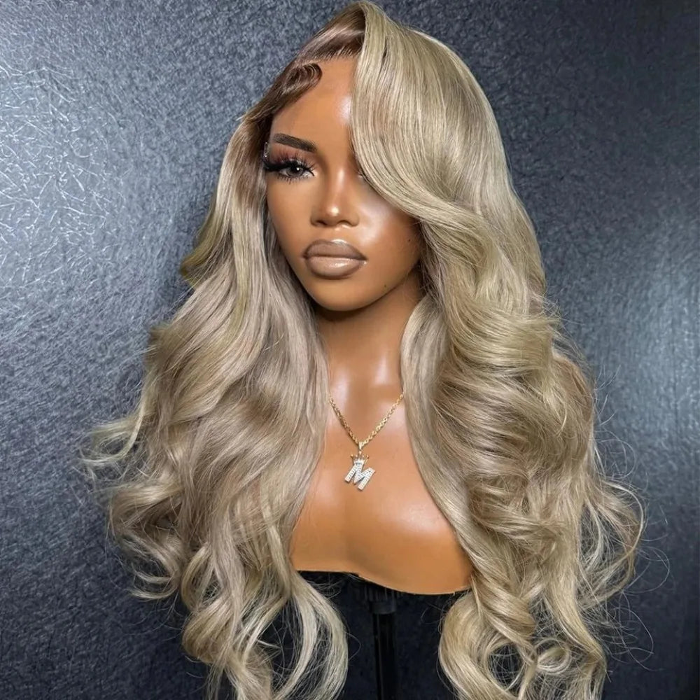 Ombre Ash Blonde With Dark Roots