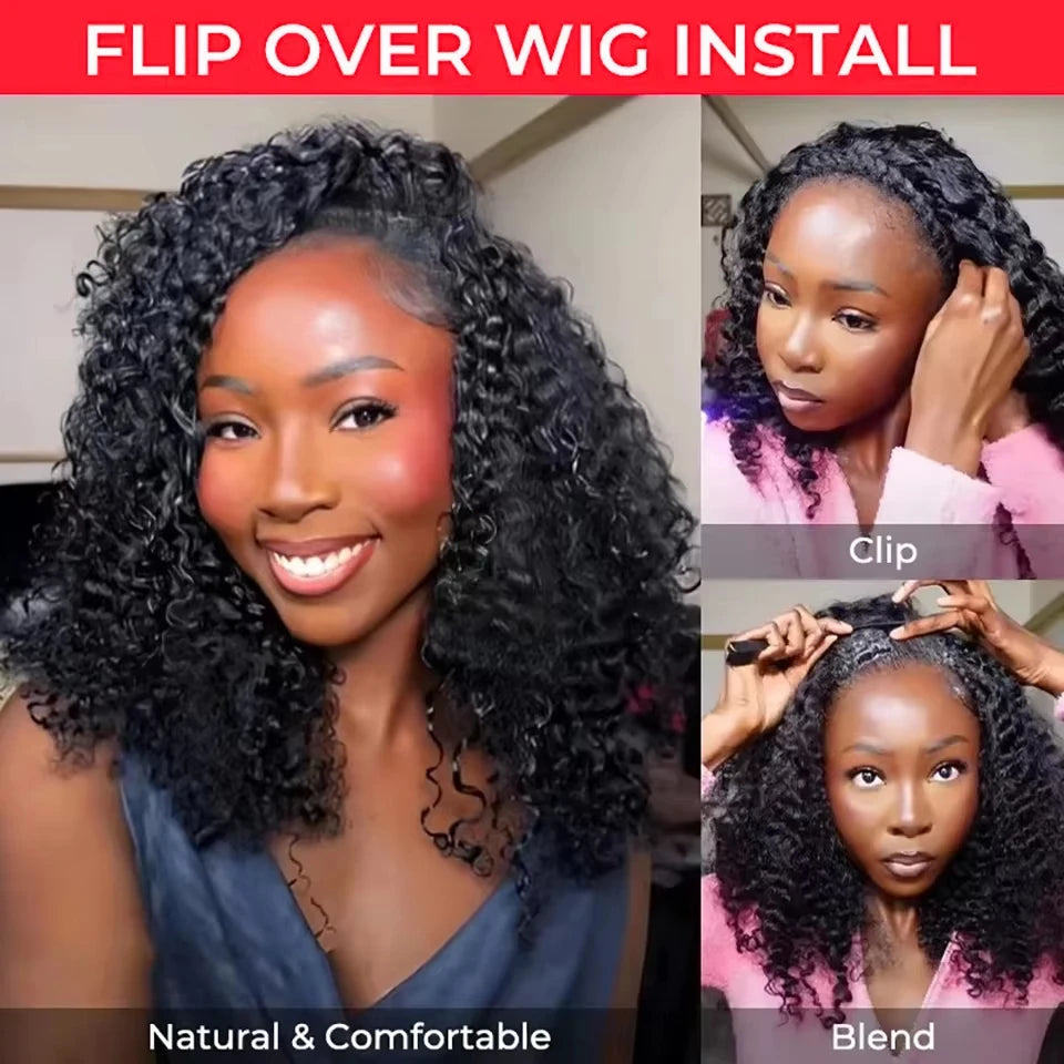 Kinky Curly Flip Over Human Hair