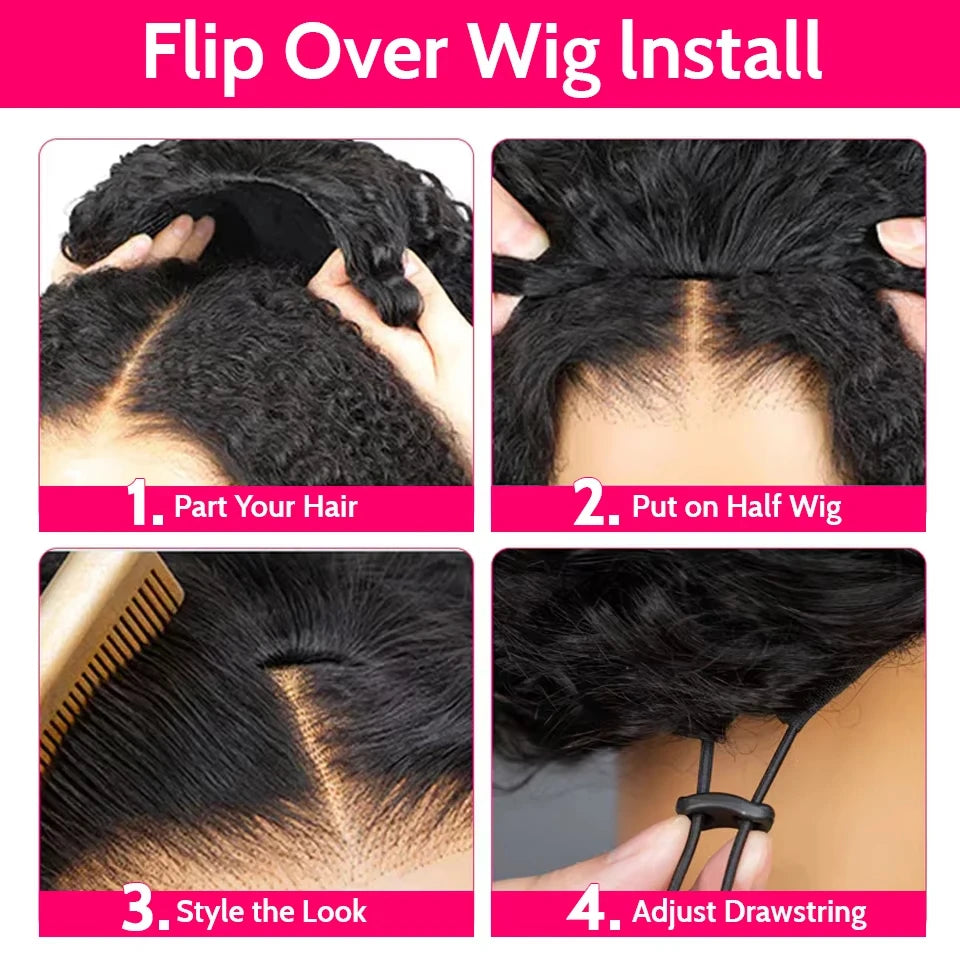 Kinky Curly Flip Over Human Hair