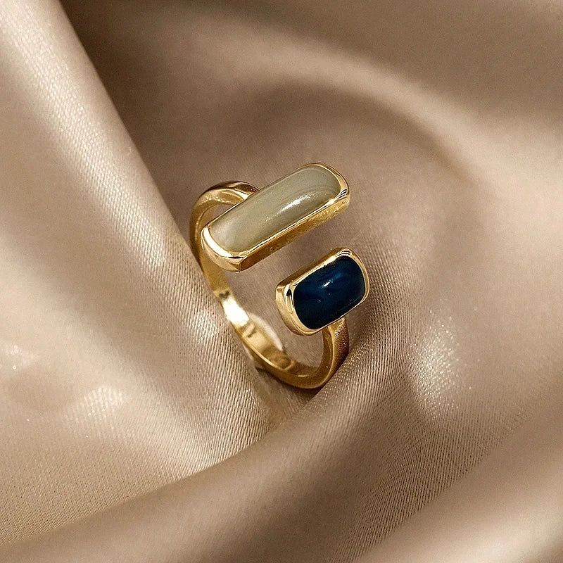 Retro Geometric Gold Colour Metal Rings