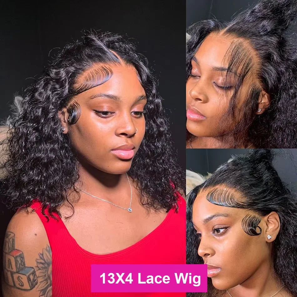 250% Short Bob Wigs Curly Human Hair
