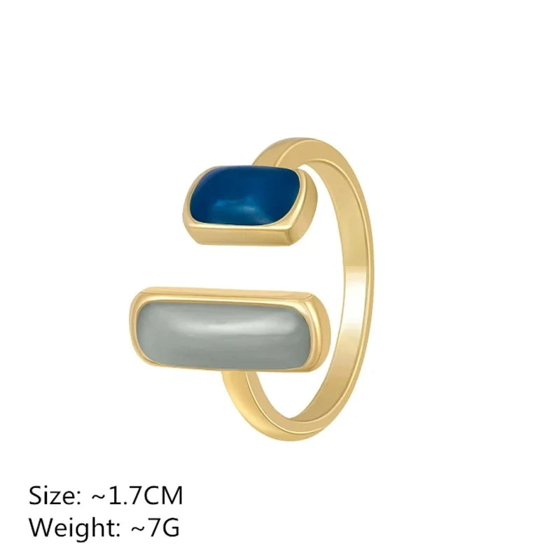 Retro Geometric Gold Colour Metal Rings
