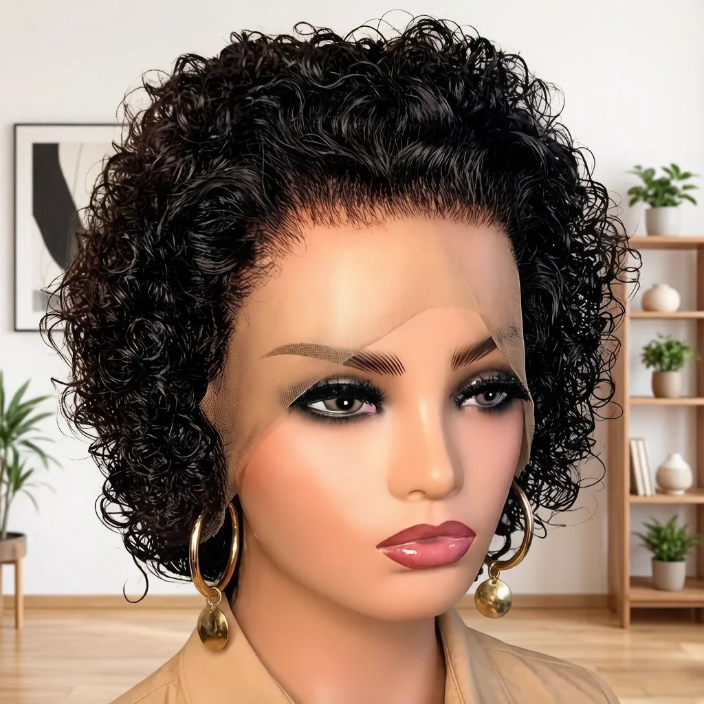 Human Hair Short Curly Wig,