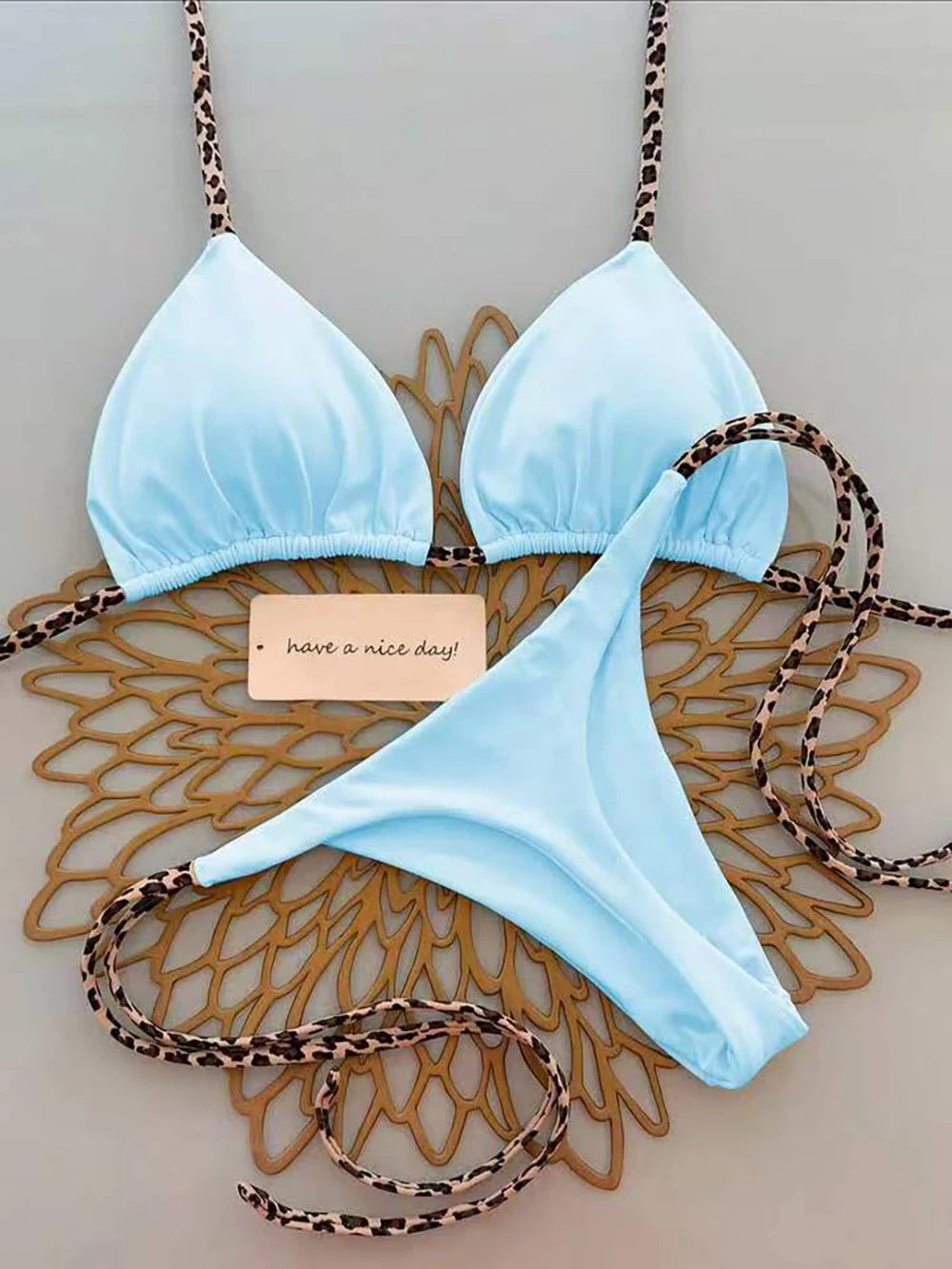 Triangle Thong Swimwear Leopard Tie