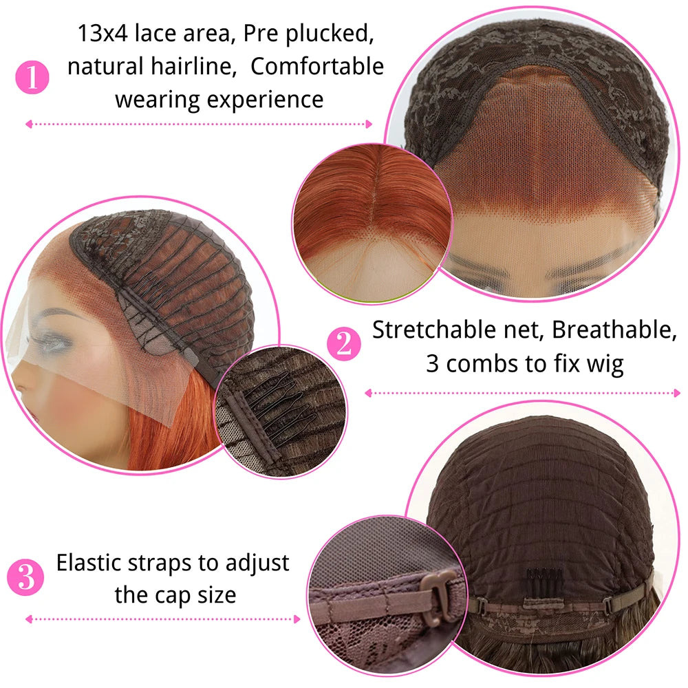Ginger Orange Color Long Straight Hair