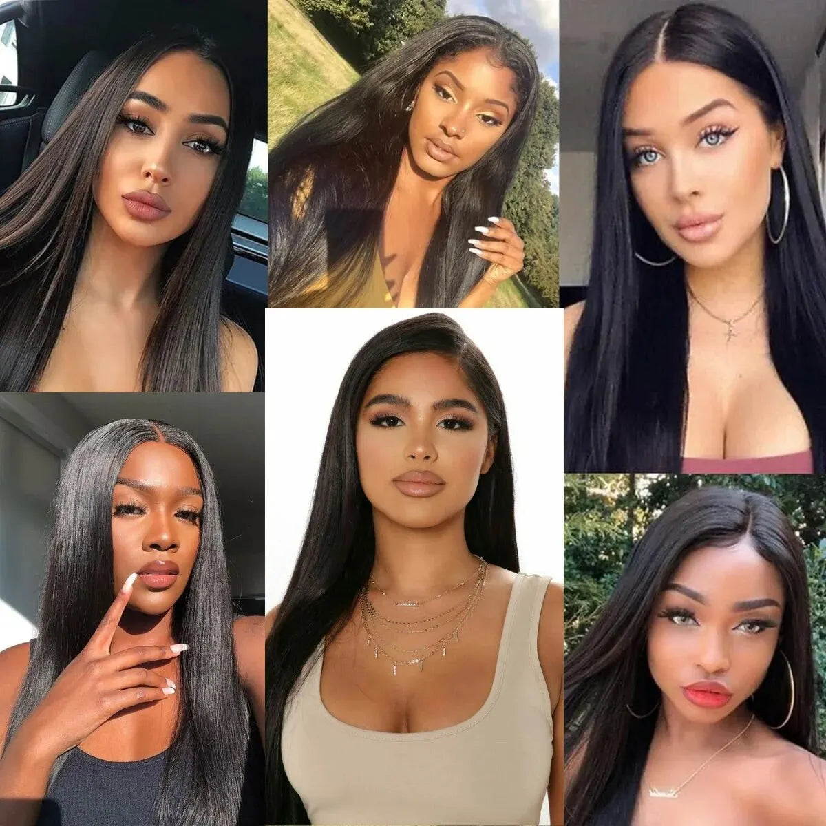 Long Straight Black Lace Front Gluless Wig
