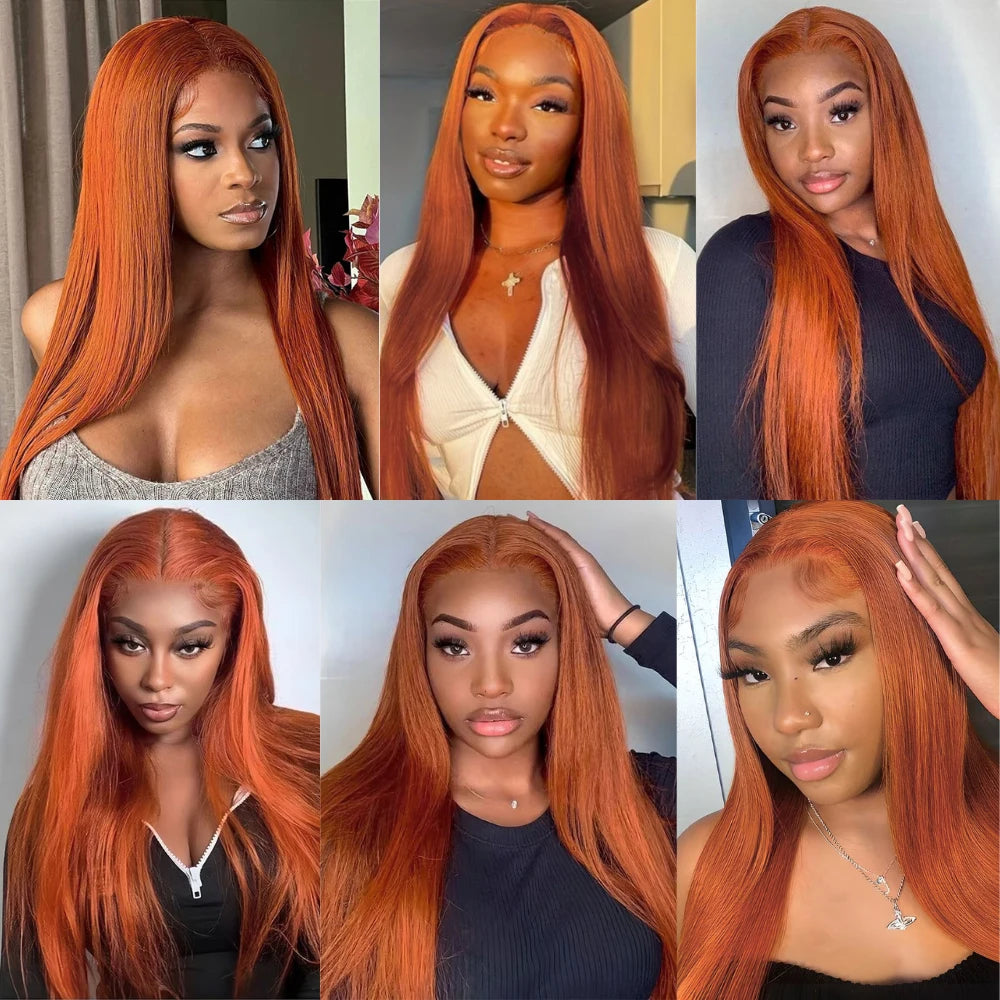 Ginger Orange Color Long Straight Hair