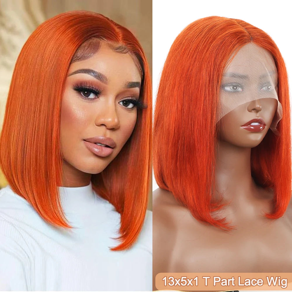 Ginger Bob Wig Human Hair