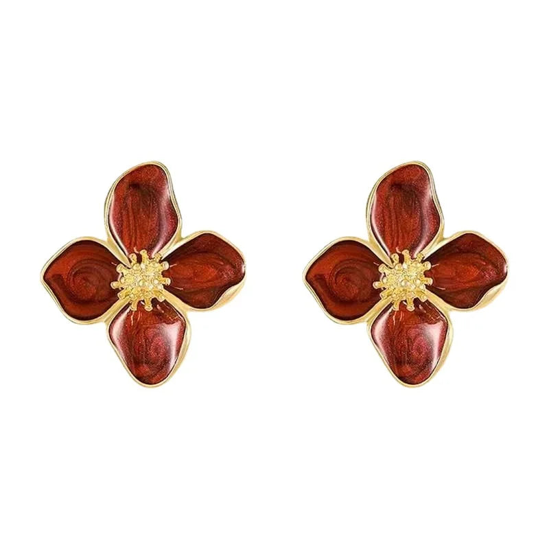 Red Flower Earrings