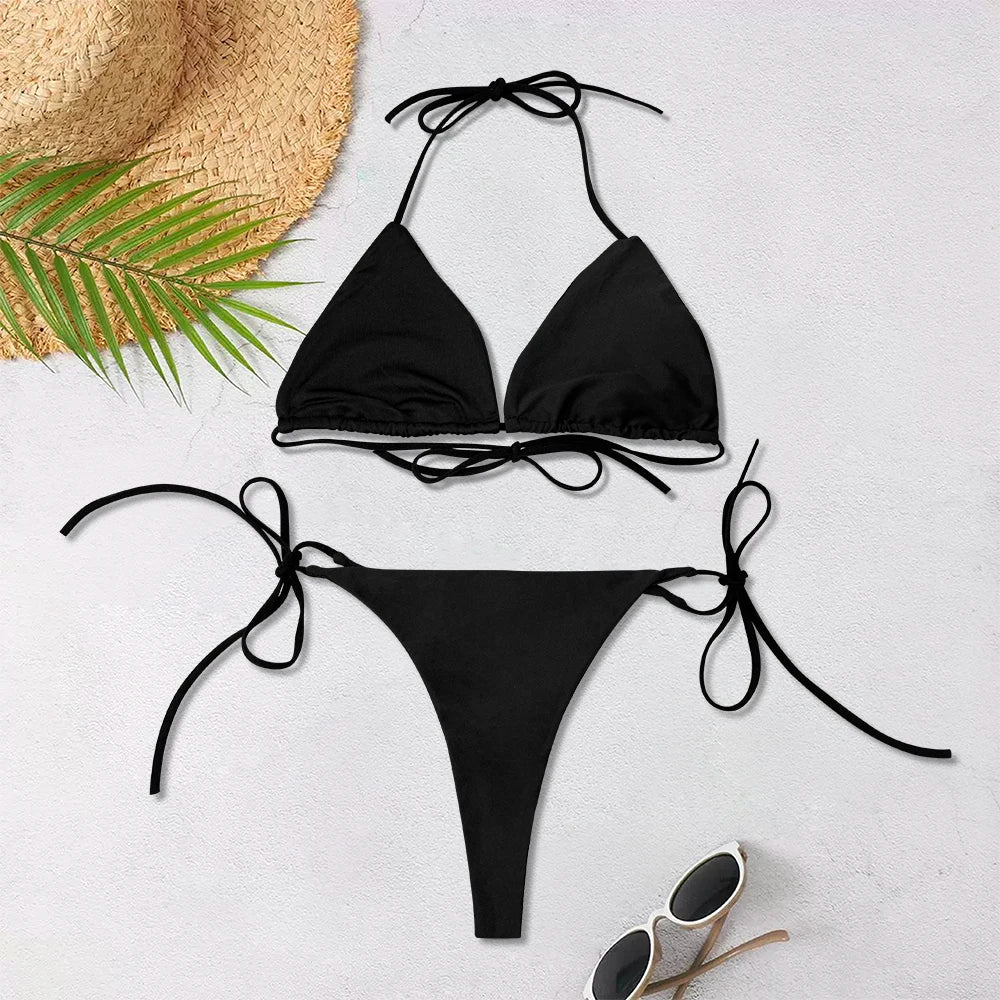 Backless Adjustable Lace-up Swimsuit