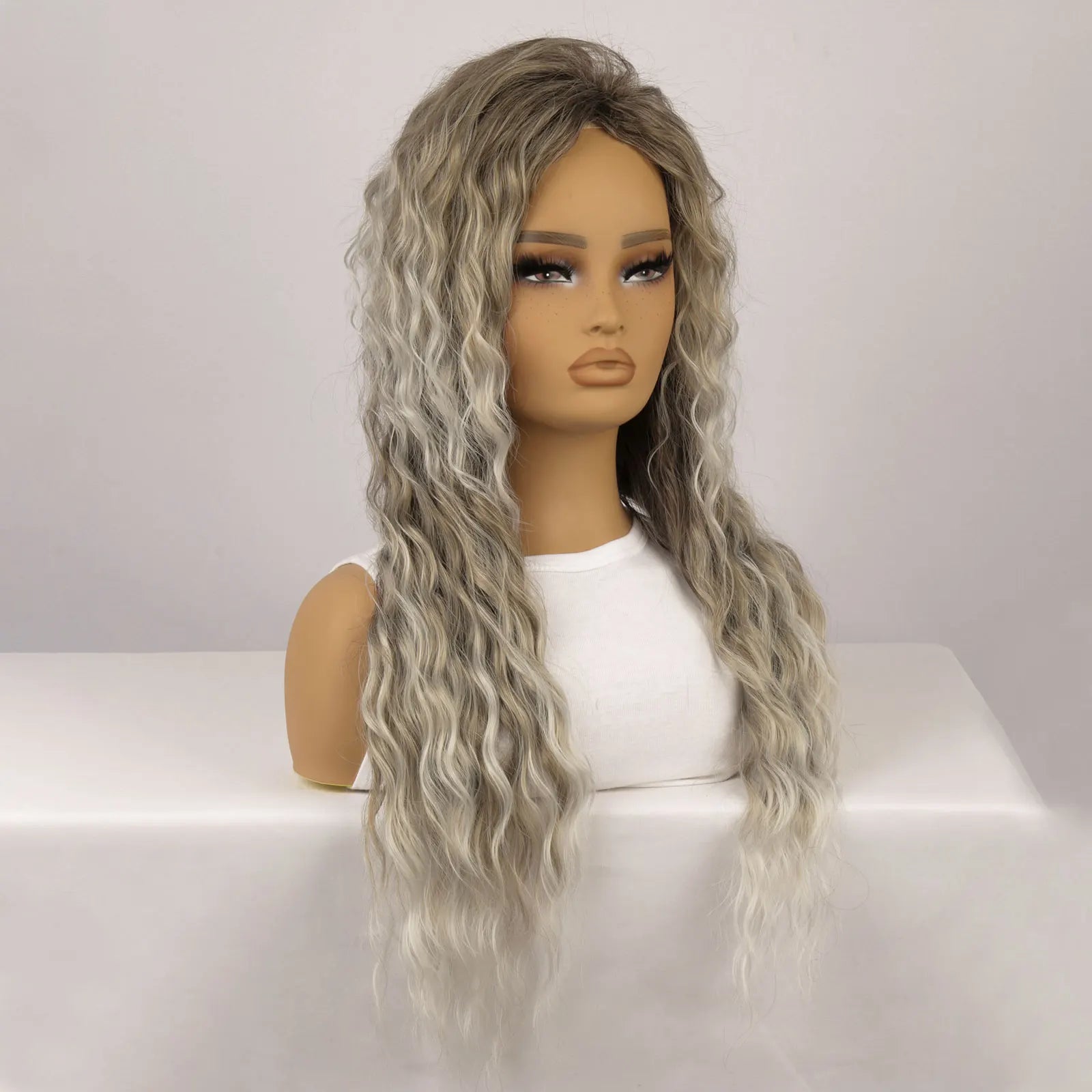 Ombre Ash Blonde Long Water Wave