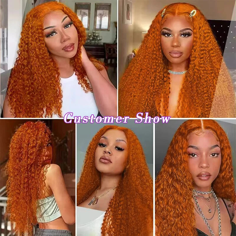 13x6 Water Wave Orange Ginger Lace Front Wig