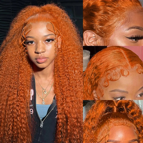 13x6 Water Wave Orange Ginger Lace Front Wig