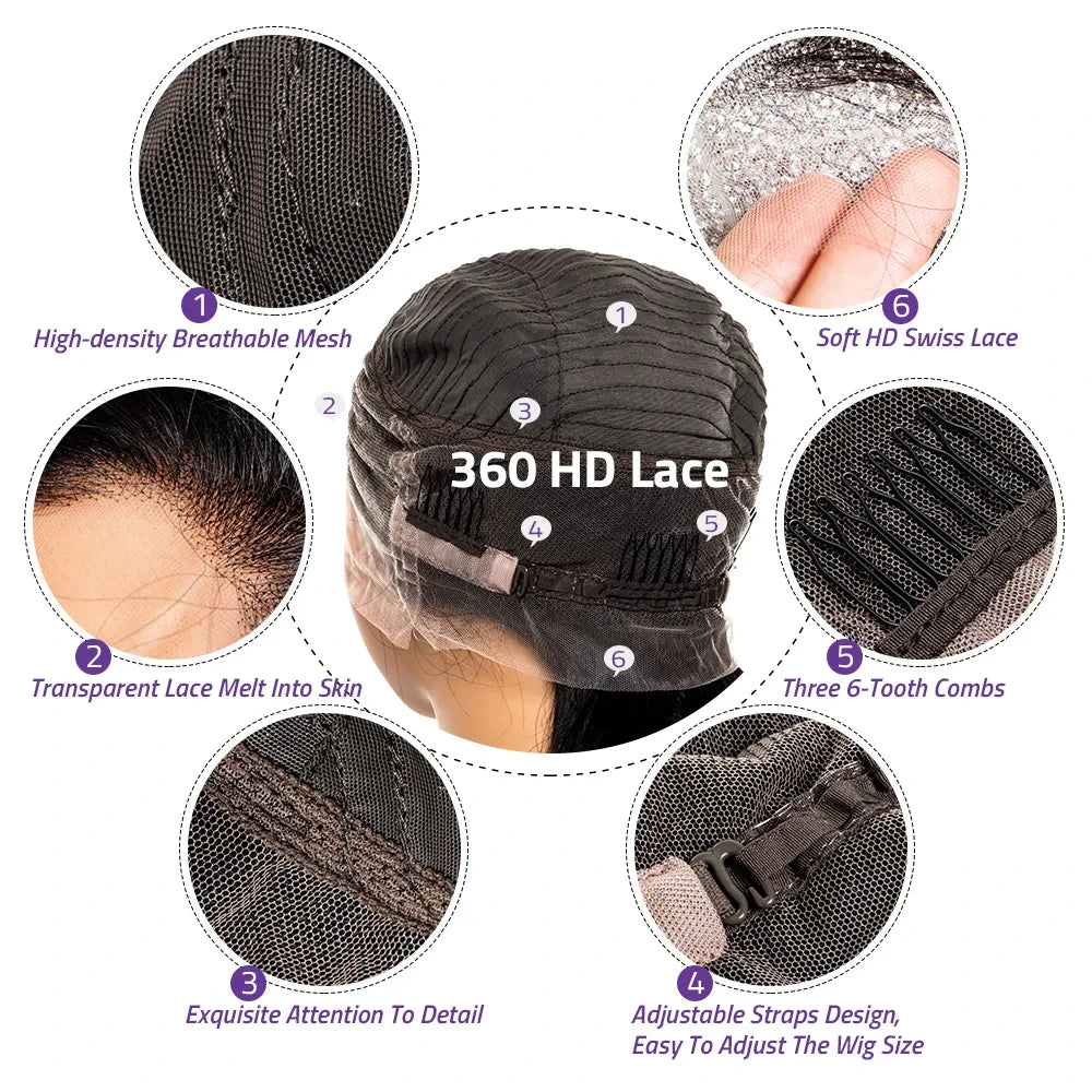 Transparent Lace Frontal gluless Wig