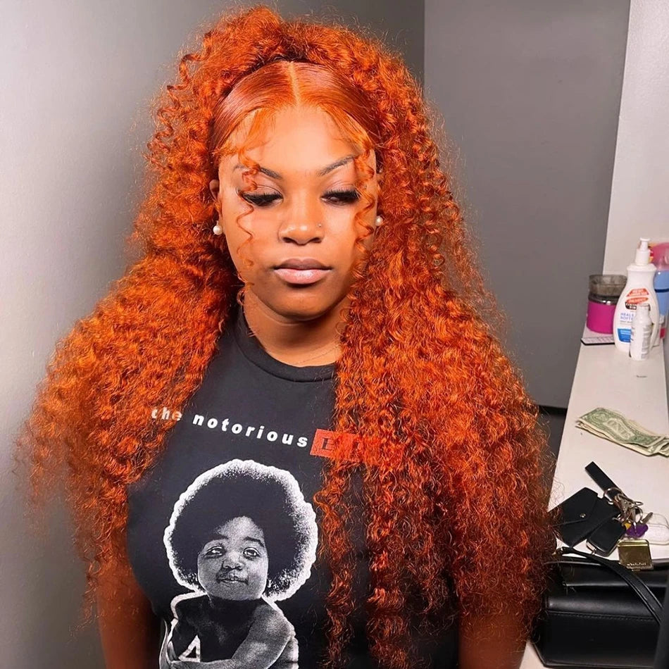 Curly Wigs 13X4 Oranger Ginger
