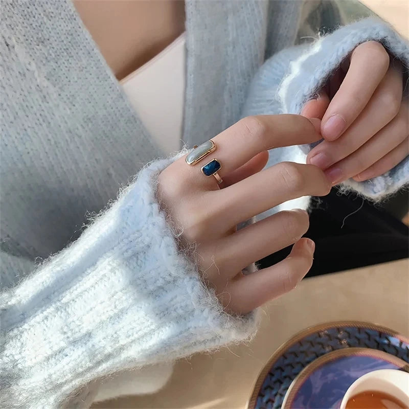 Retro Geometric Gold Colour Metal Rings