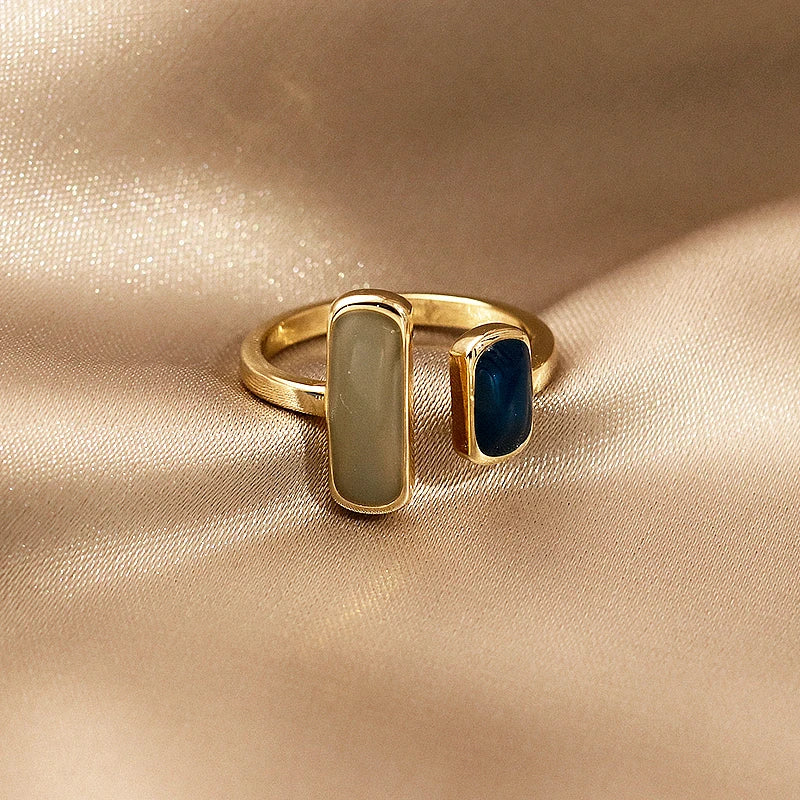 Retro Geometric Gold Colour Metal Rings