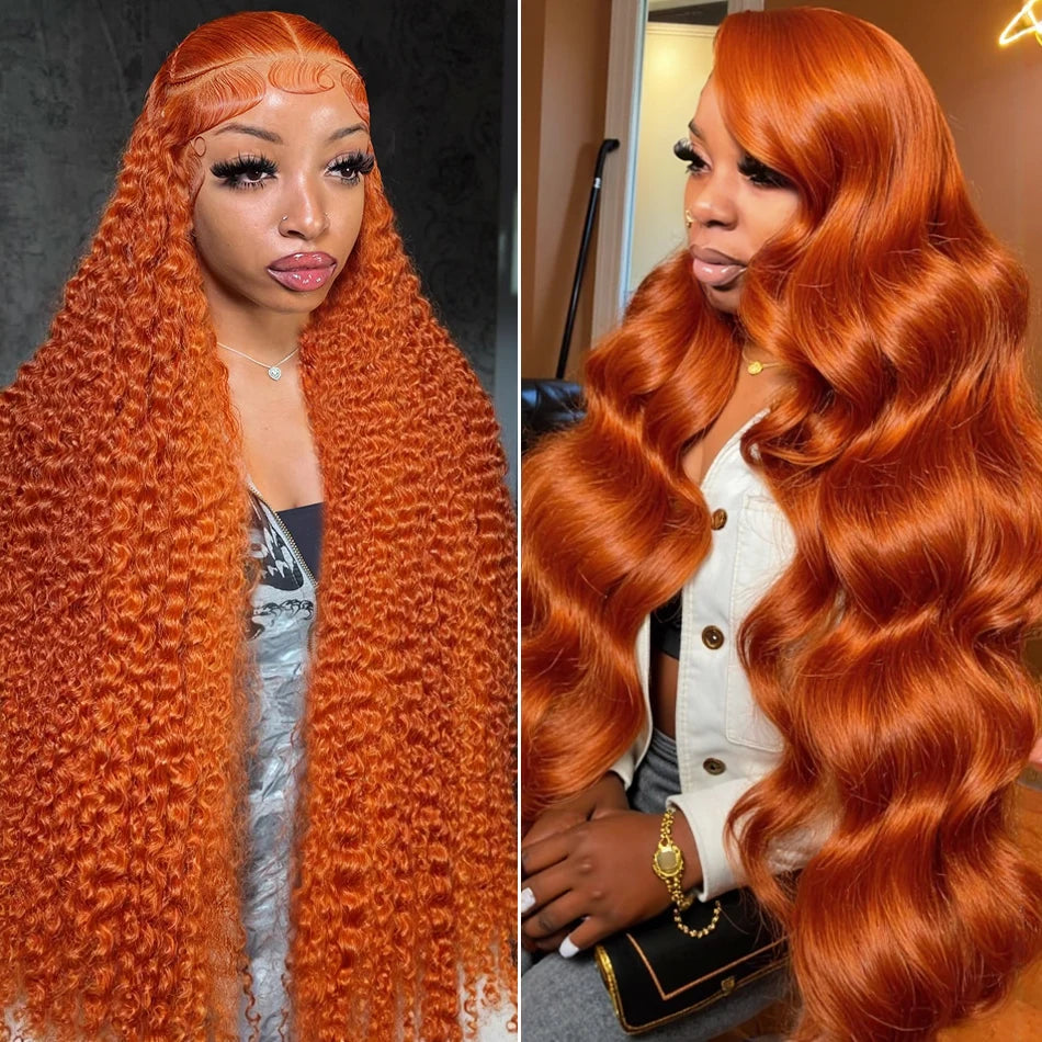 13x6 Ginger Orange Deep Wave Lace Front Wig