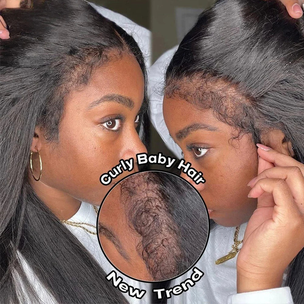 Kinky Straight Wig 4C Edges